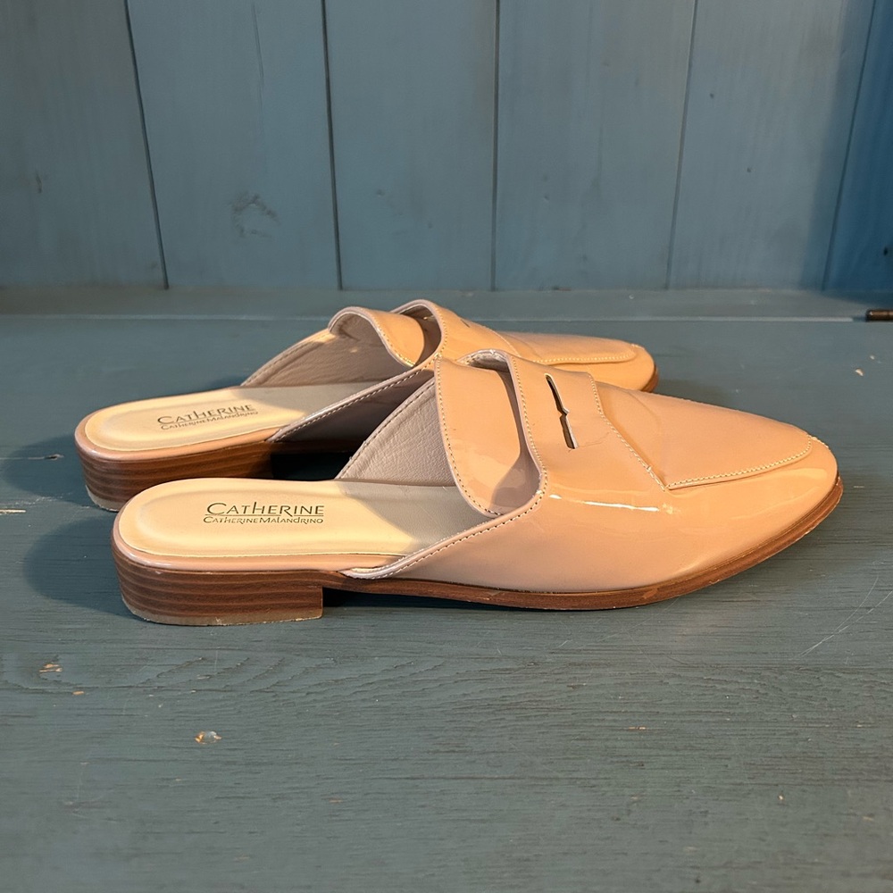 Catherine Malandrino Light Pink Patent Leather Penny Mules | Women’s Size 9